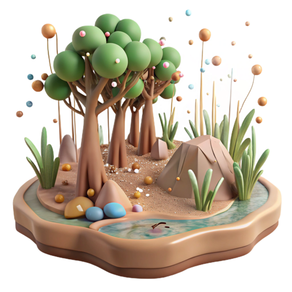 vibrant classic Mangrove Ecosystem Panorama Isolated with Transparent Background original png