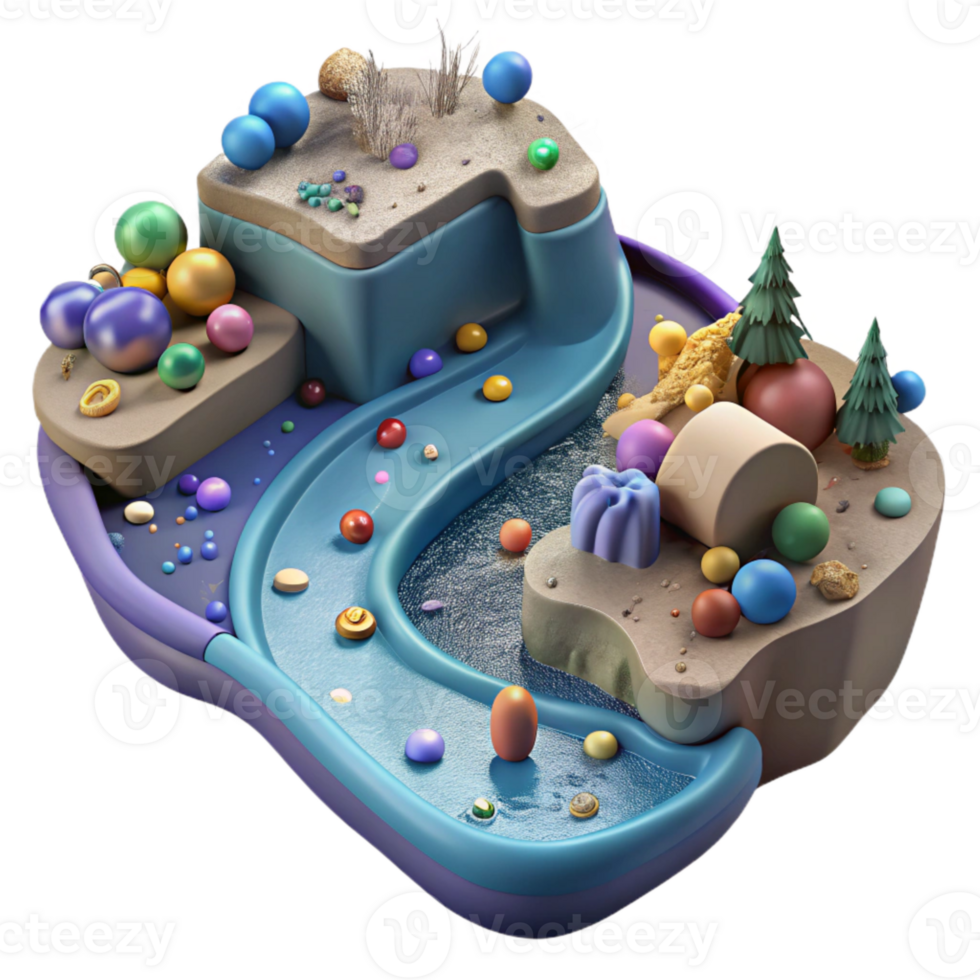 stunning modern Polluted River Side View Isolated Element high quality png
