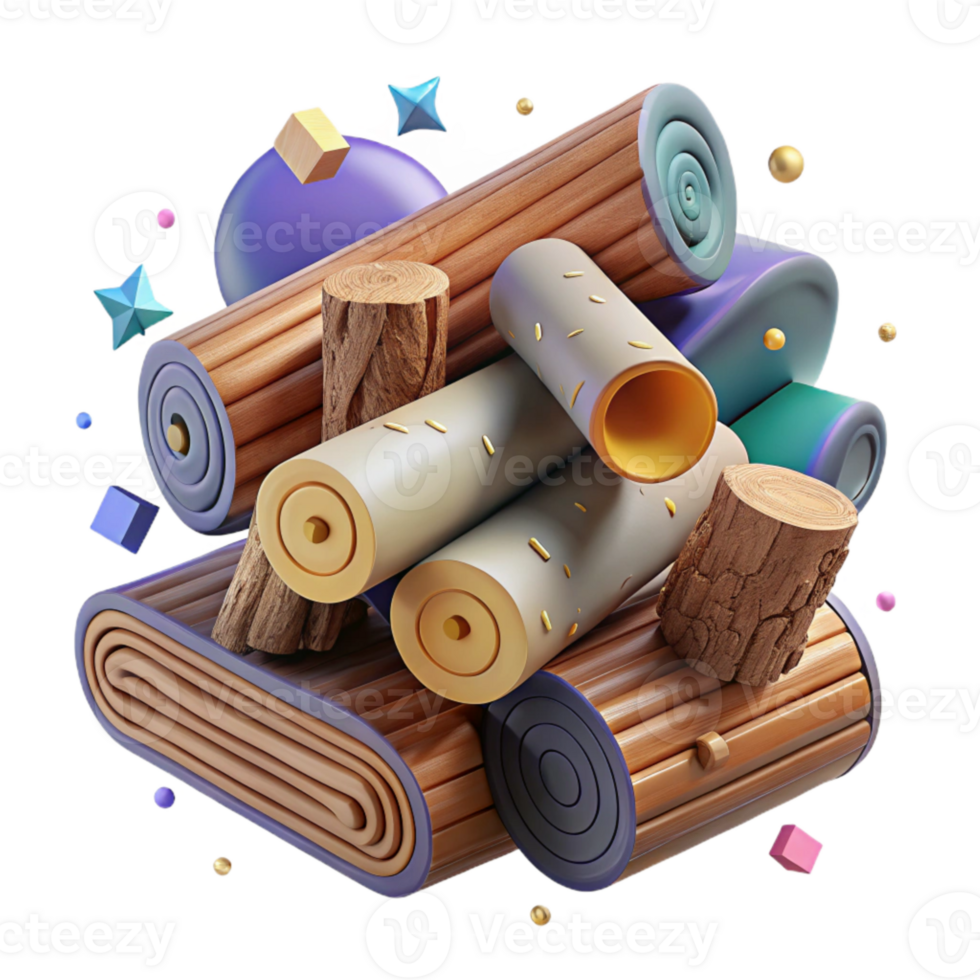 magnificent rustic Pile of Logs for Rewilding Habitat Transparent Background png