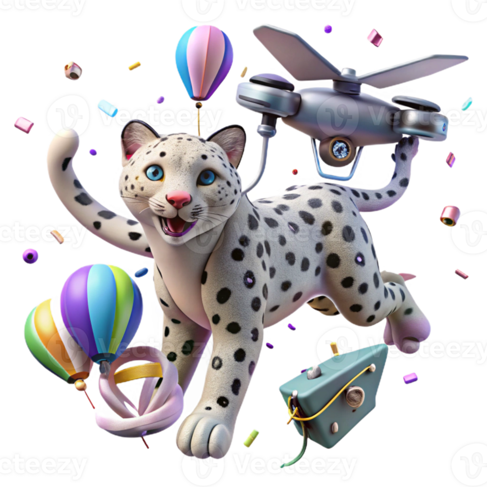 wonderful rustic Low Angle Drone Filming Snow Leopard Cub Isolated professional png