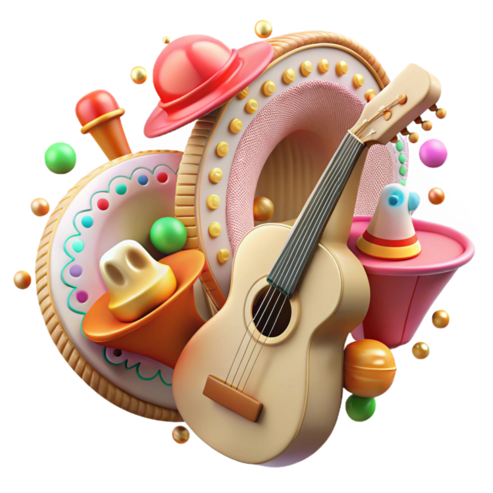 vibrant abstract Mariachi Band Instruments Festive Design Transparent Cutout high resolution png