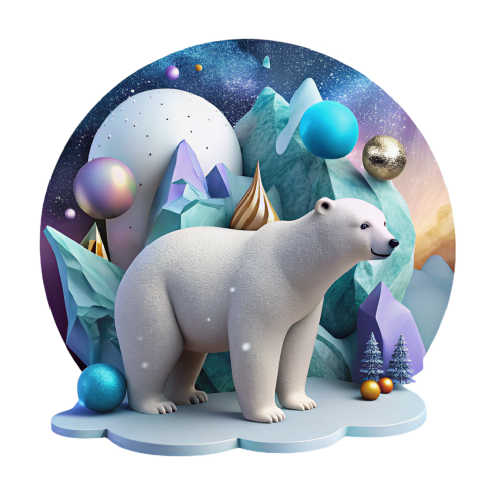 vibrant abstract Polar Bear Silhouette with Arctic Landscape Isolated high resolution png