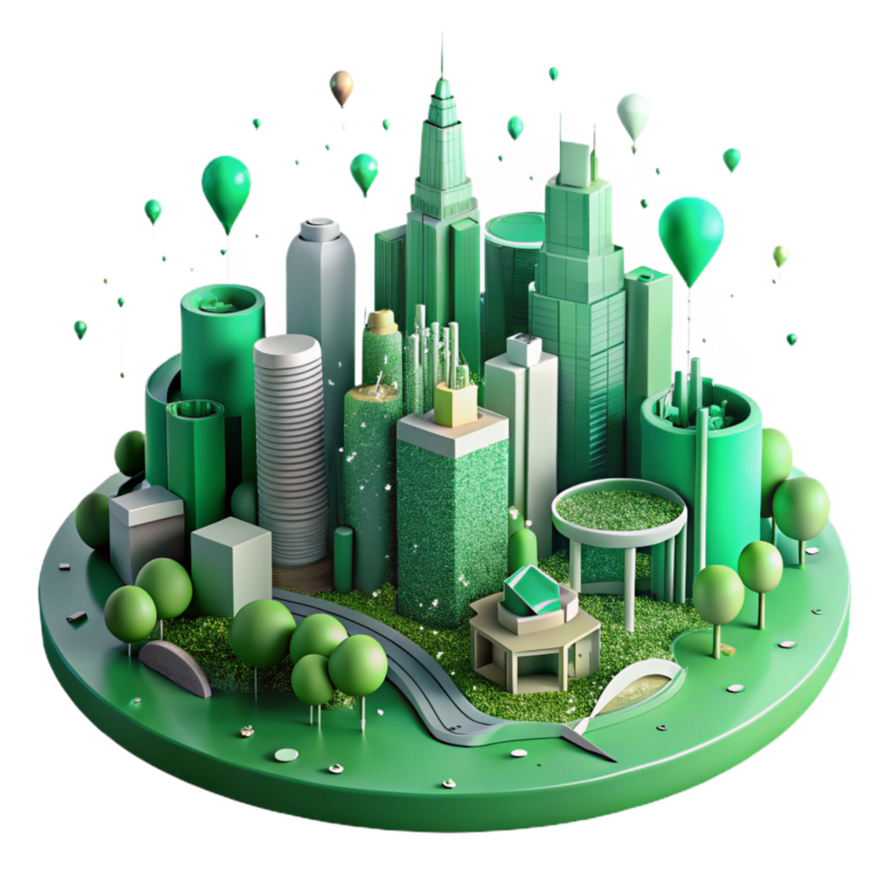 serene modern Green Cityscape Aerial View Cutout authentic png