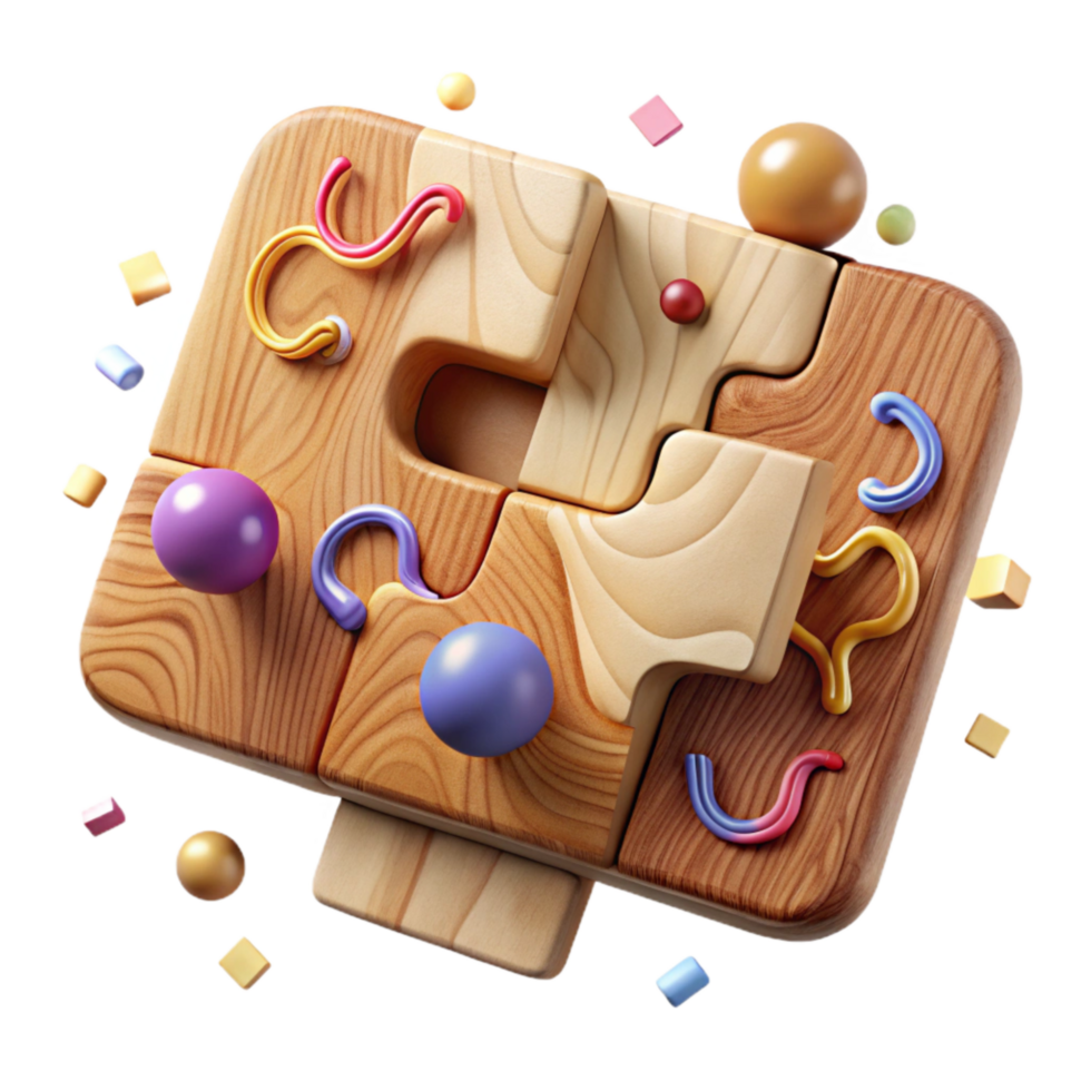 wonderful abstract Printed Wooden Puzzle with Pieces Transparent Background premium png