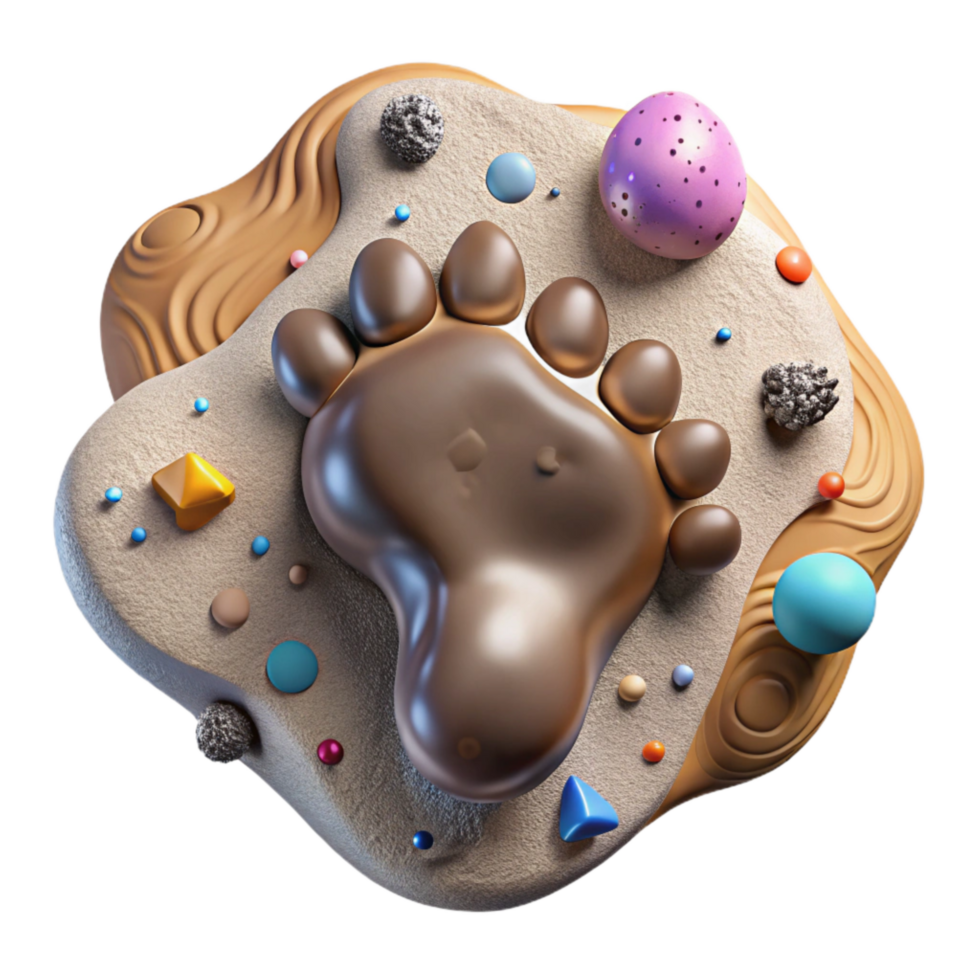 serene minimalist Poacher Footprint in Mud Close Up Transparent Background exclusive png