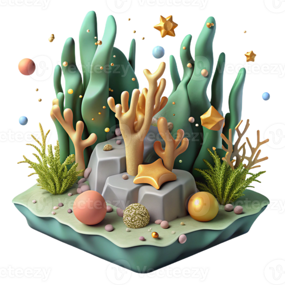 beautiful artistic Realistic Illustration of Damaged Seaweed Transparent Background exclusive png