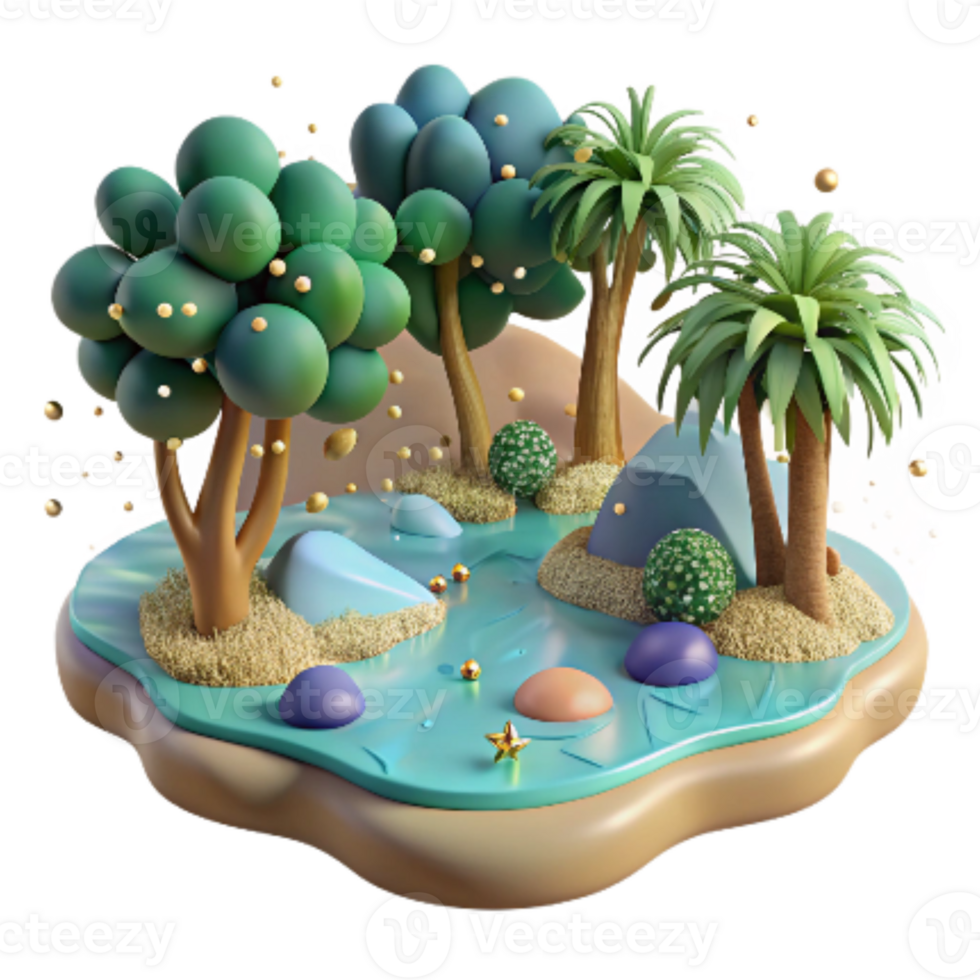vibrant creative Mangrove Forest and Tranquil Waterscape Isolated png