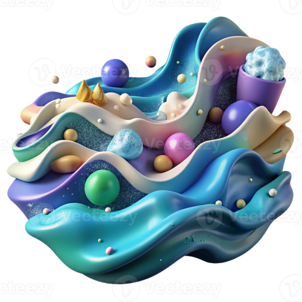 magnificent abstract Ocean Waves with Plastic Pollution Transparent Background professional png