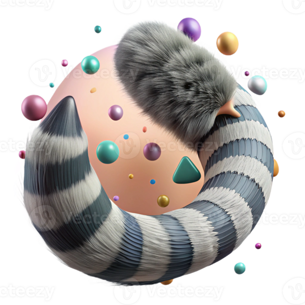 vibrant modern Raccoon Tail Transparent Background Ringed Pattern premium png