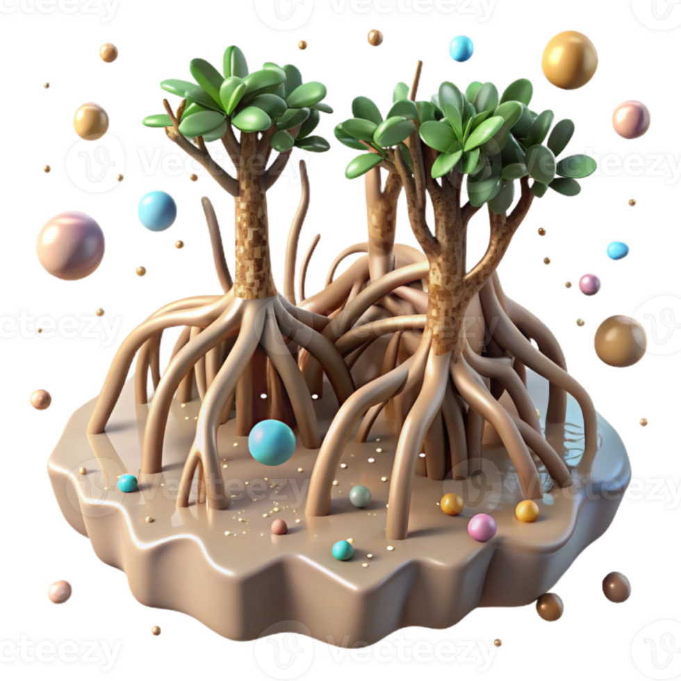 stunning creative Mangrove Roots in Shallow Water Isolated Element detailed png