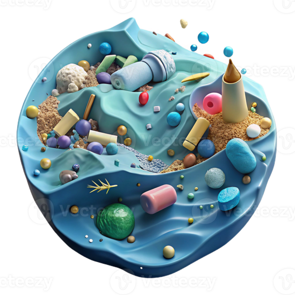 magnificent traditional Polluted Ocean with Floating Trash Top View Cutout premium png
