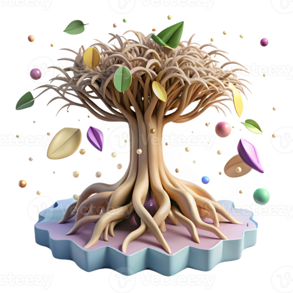 extraordinary minimalist Mangrove Tree with Exposed Roots Isolated Element authentic png