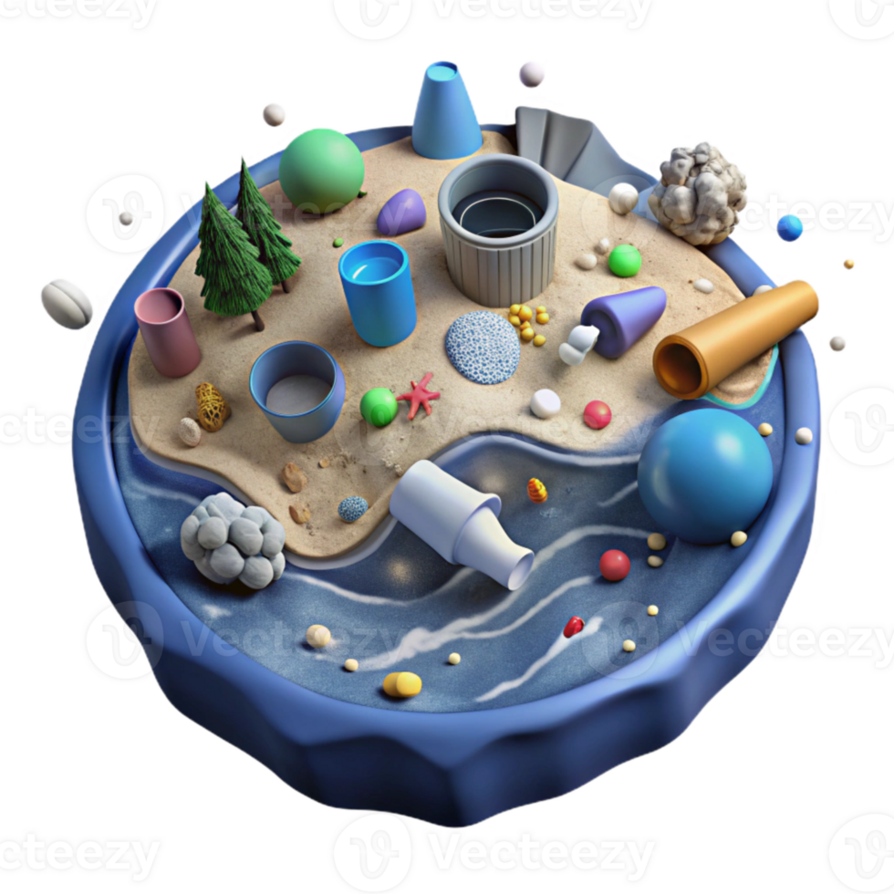 beautiful artistic Polluted Ocean with Floating Trash Top View Cutout genuine png