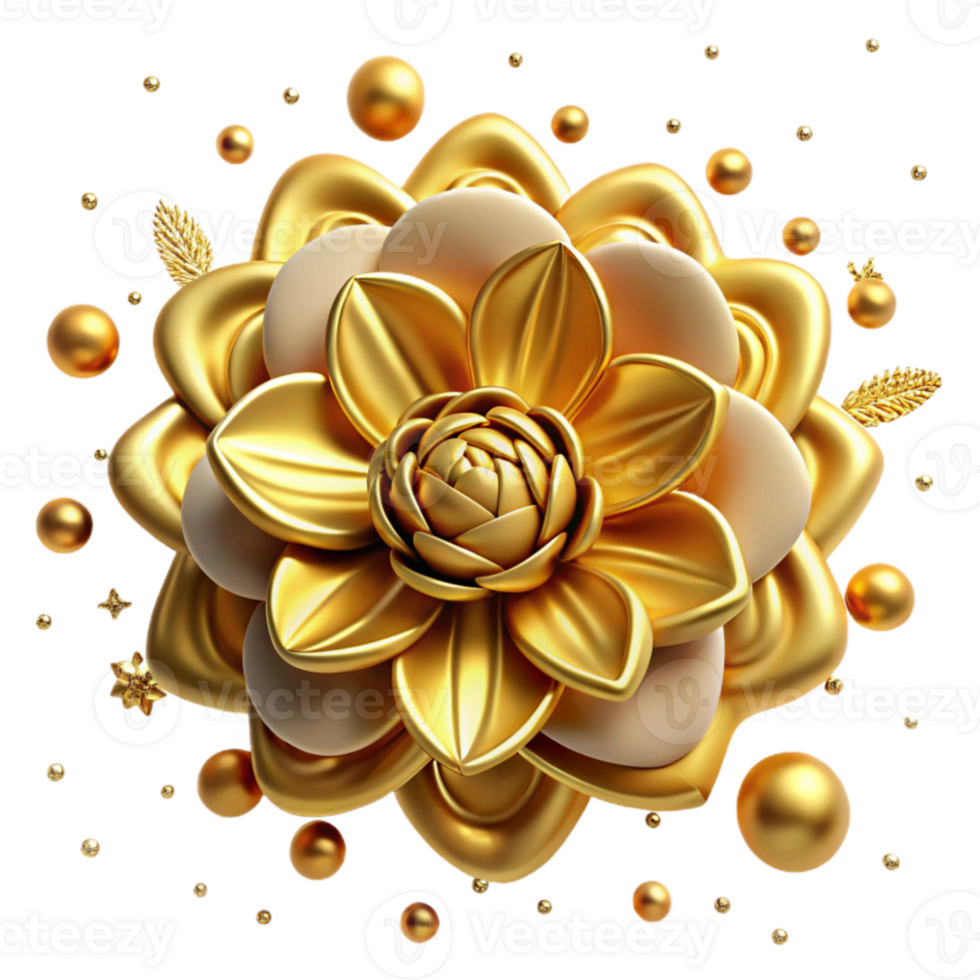 wonderful rustic Gold Foil Embossed Floral Pattern Isolated Background exclusive png