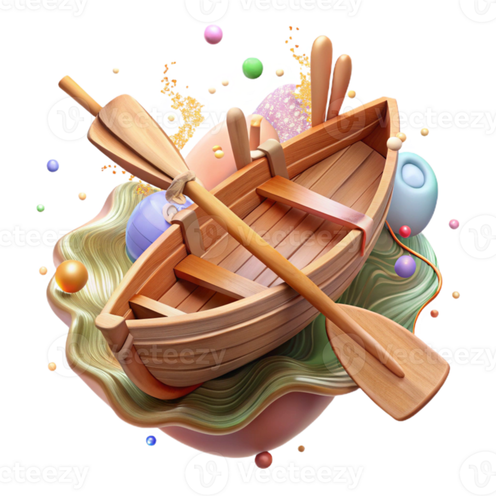 magnificent modern Old Wooden Boat with Oars Cutout Transparent Background original png