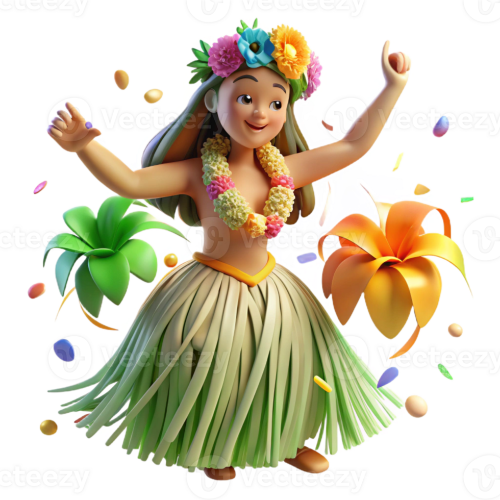 extraordinary abstract Hula Dancer Grass Skirt Transparent Background Tropical Flowers high quality png