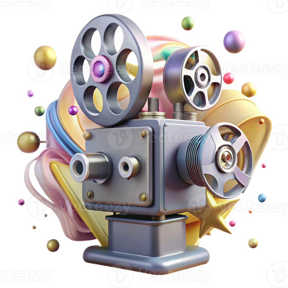 elegant rustic Historical Film Projector Transparent Background with Front View high resolution png