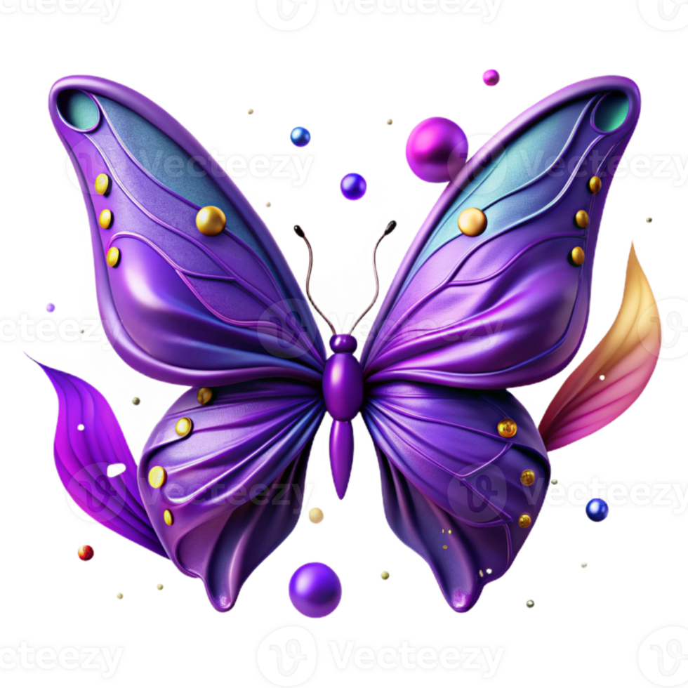wonderful creative Purple Butterfly Wings Spread Isolated premium png