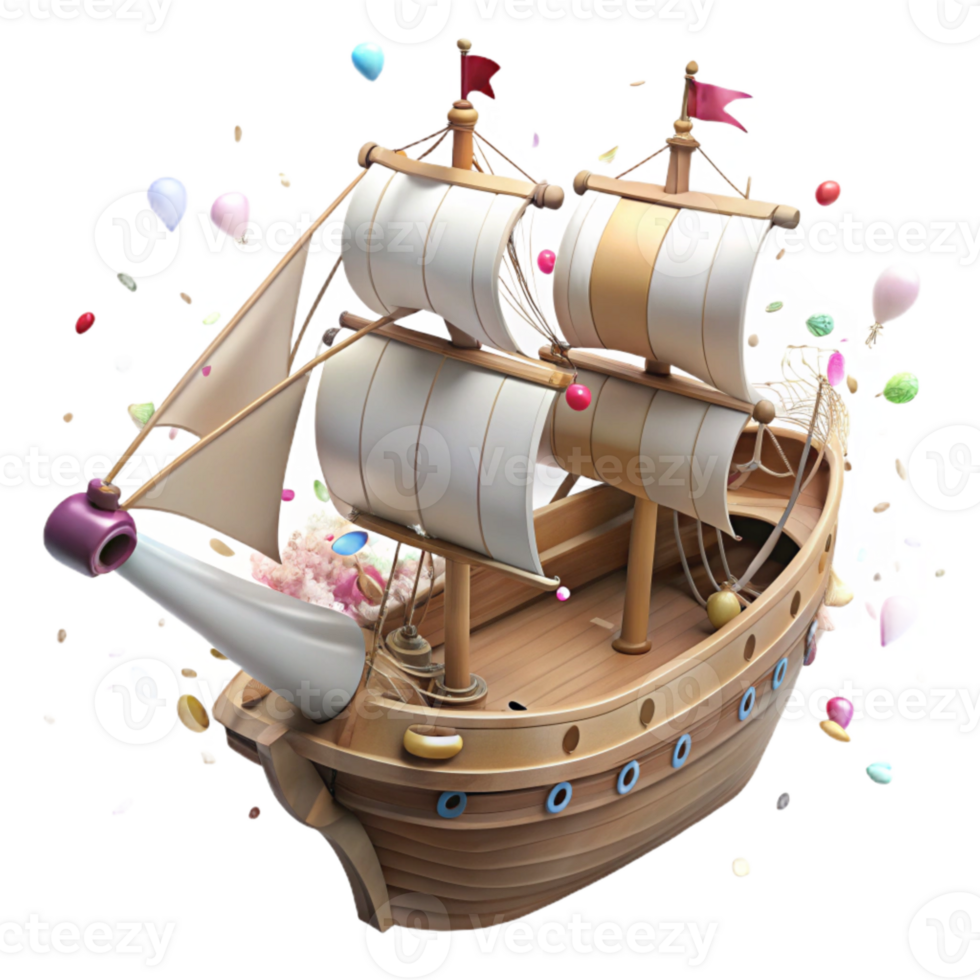 vibrant modern Historic Ship Model Isolated Transparent Background original png