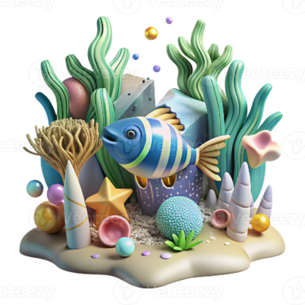 elegant contemporary Mangrove Forest and Tropical Fish Isolated professional png
