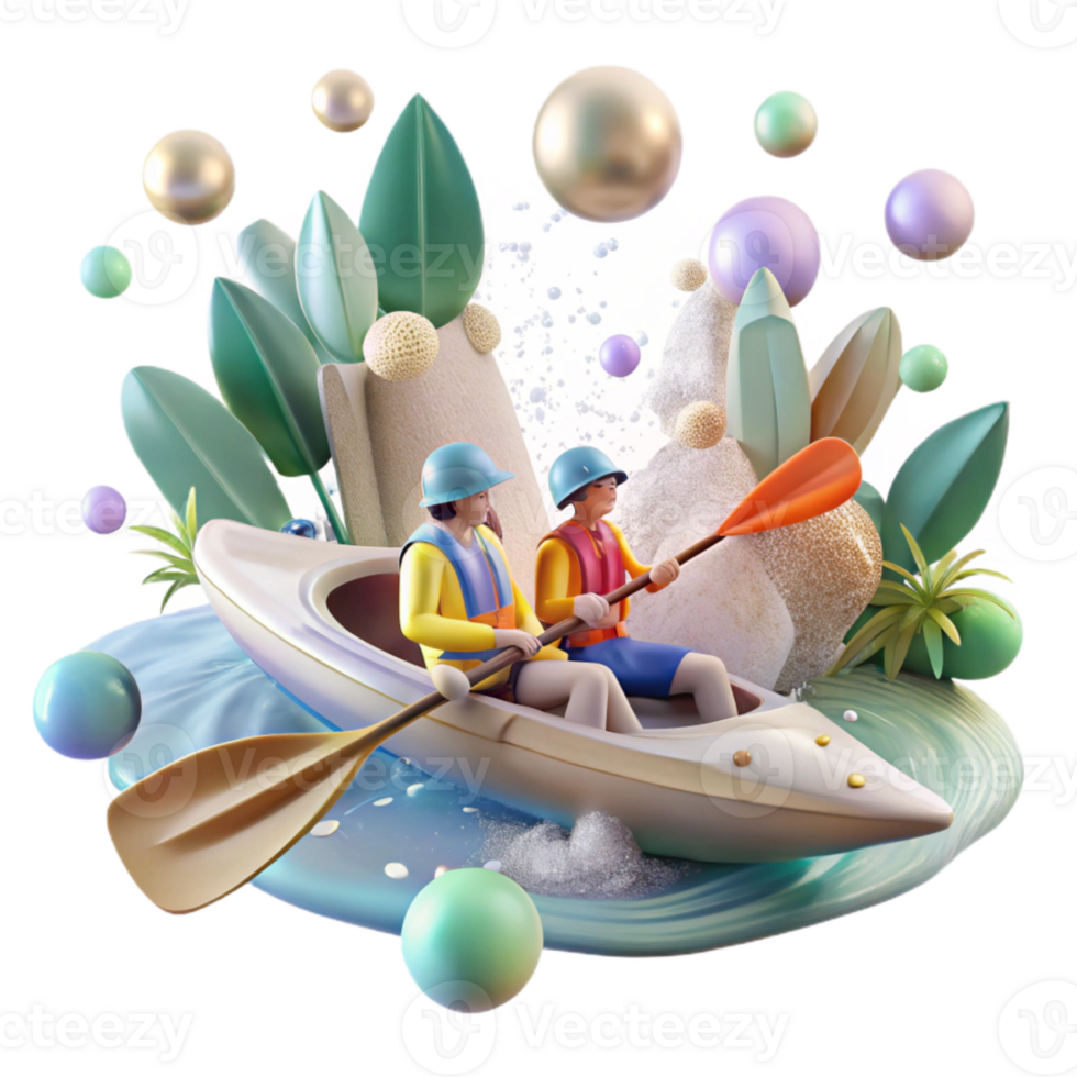 wonderful classic Group Kayaking Eco Tourism Transparent Background high quality png