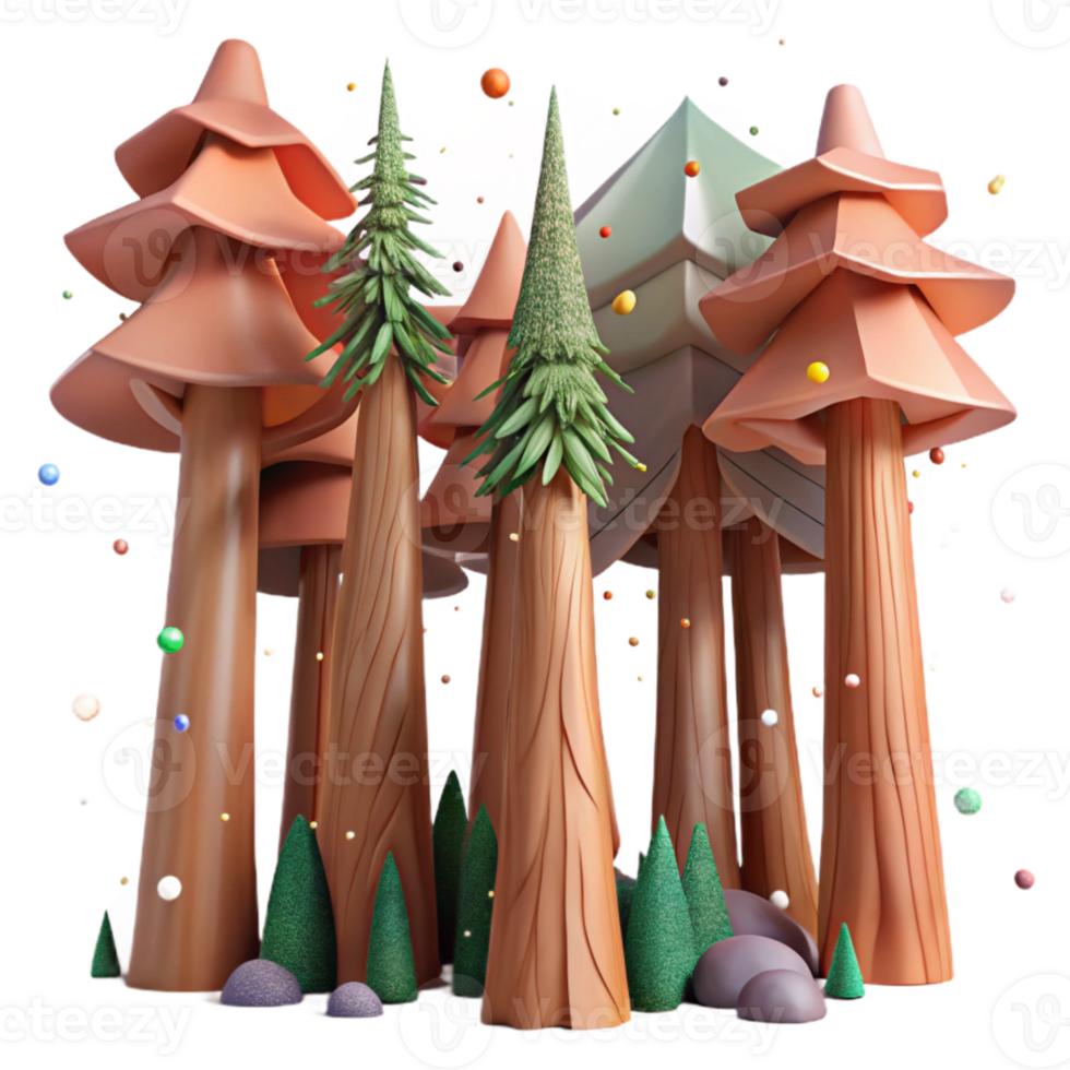 impressive minimalist North American Redwood Forest Cutout Tall Trees genuine png