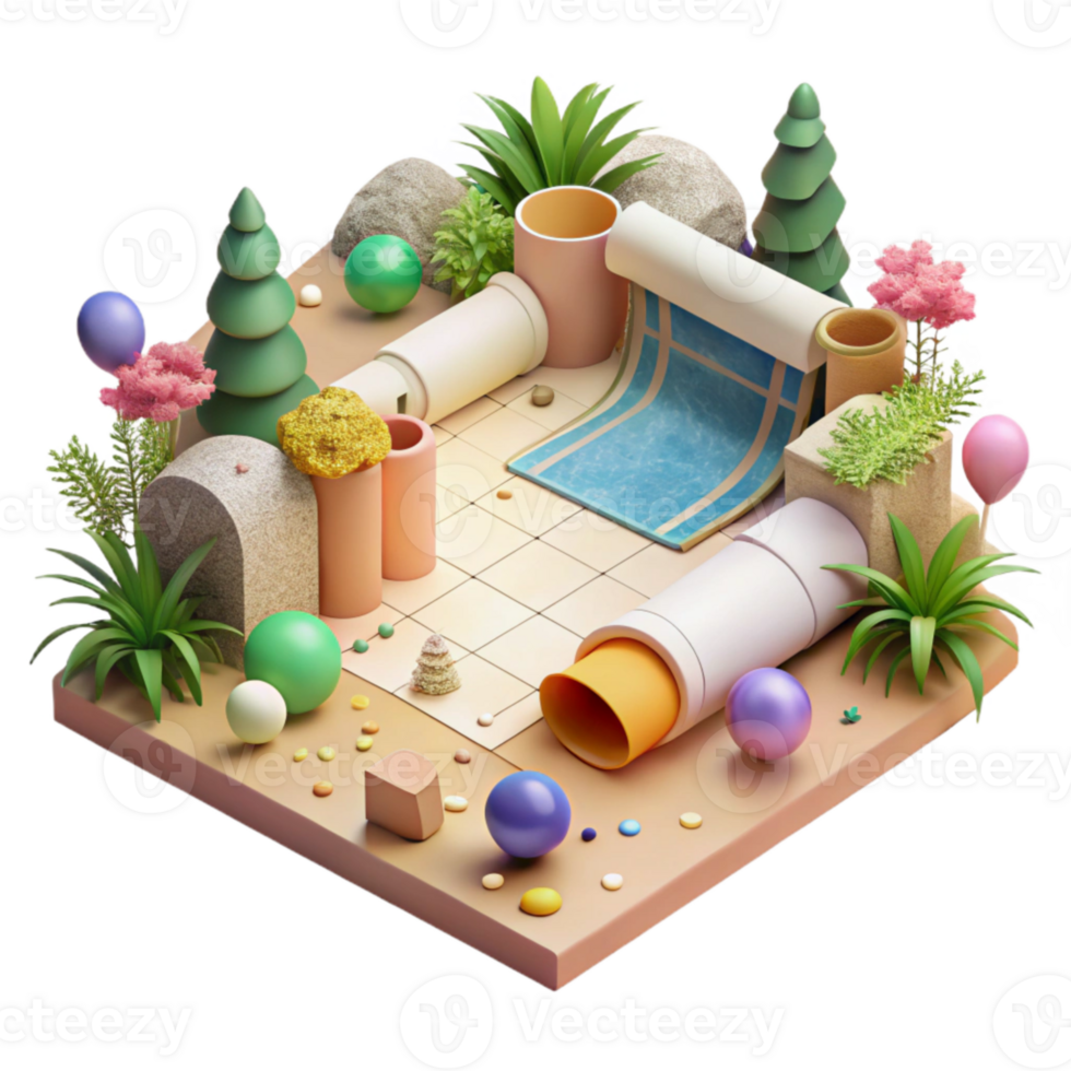 vibrant rustic Perspective View Garden Plan Cutout genuine png
