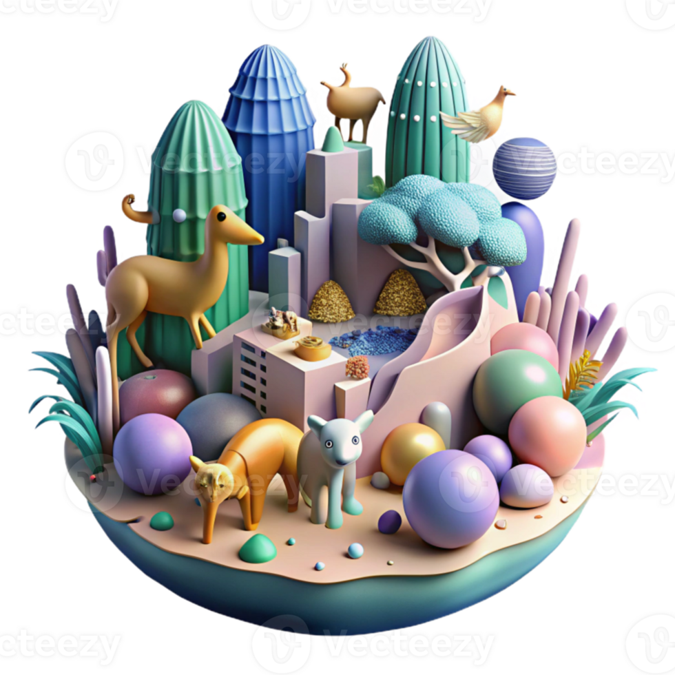 serene abstract Overcrowded Animal Habitats Isolated Cool Hues original png