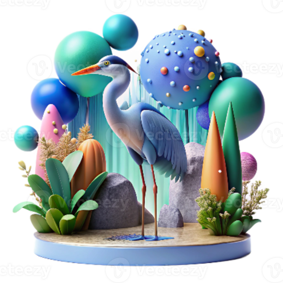 magnificent creative Mangrove Forest and Blue Heron Transparent Background detailed png