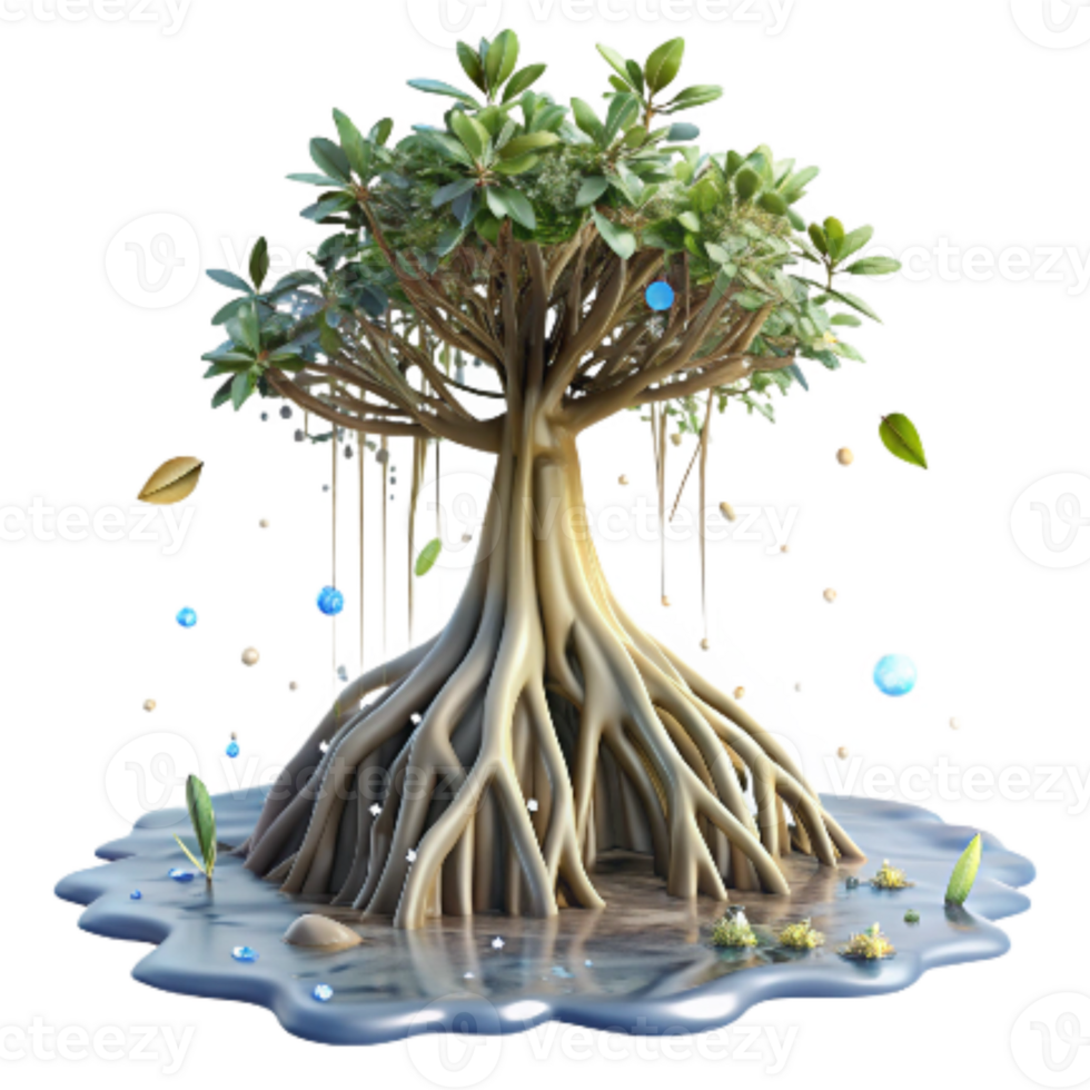 magnificent vintage Mangrove Tree with Dense Canopy Cutout Top View original png