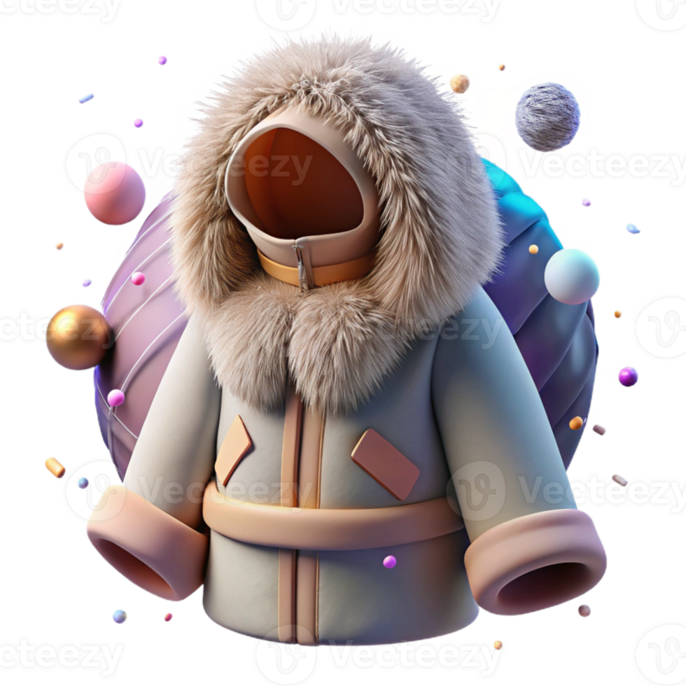 elegant contemporary Inuit Parka with Fur Trim Cutout Element high quality png