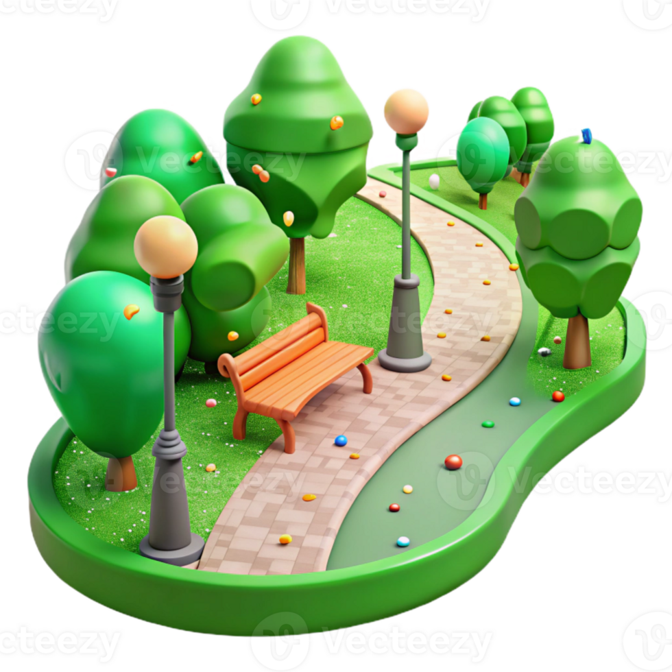 extraordinary minimalist Green City Park Path Side View Cutout Element authentic png