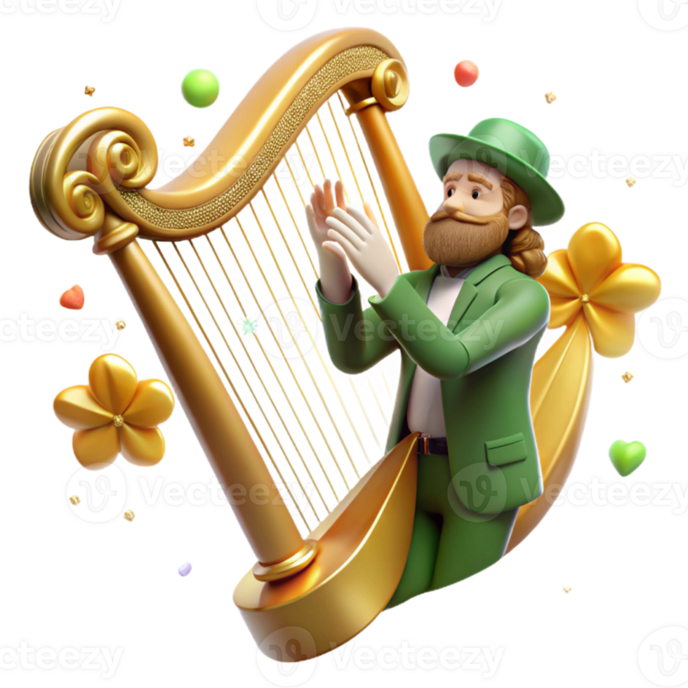 stunning abstract Irish Harp Player Silhouette with Celtic Design Isolated Element genuine png