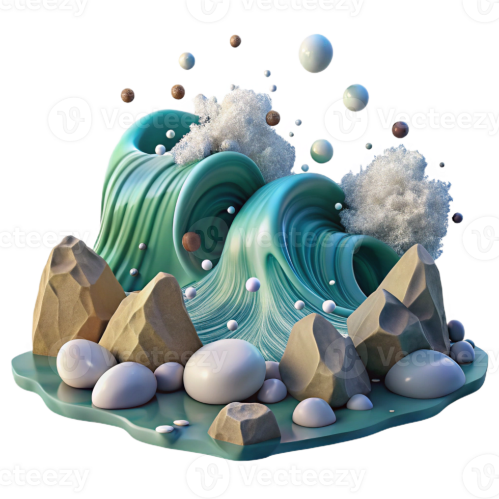 beautiful modern Ocean Waves Crashing on Shore Dynamic Angle Cutout detailed png