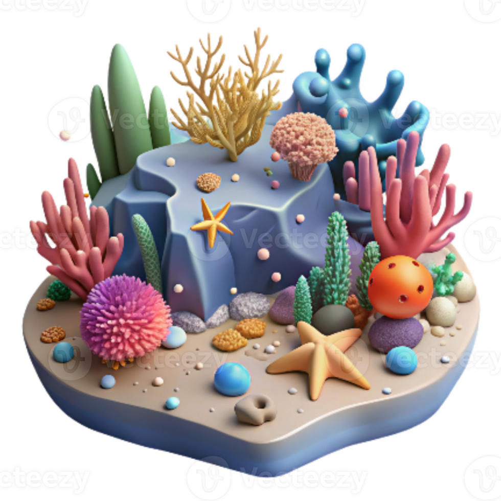 extraordinary abstract Ocean Floor Coral Reef Ecosystem Cutout Underwater Scene png
