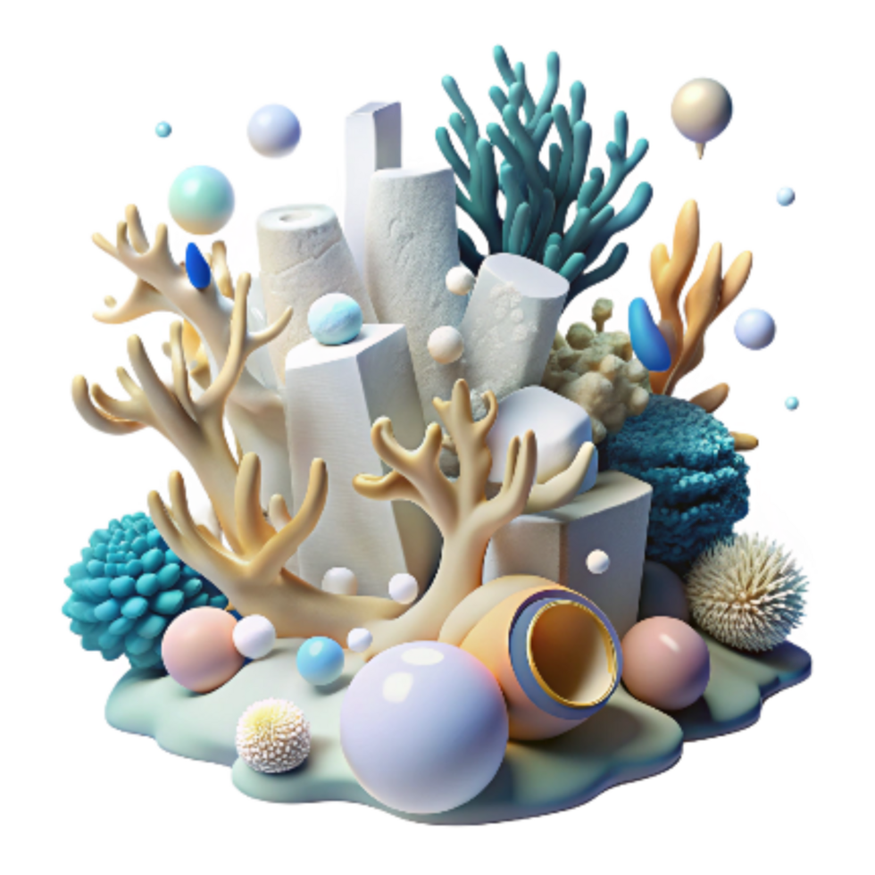 elegant creative Ocean Coral Bleaching White Coral Cutout Underwater Scene exclusive png