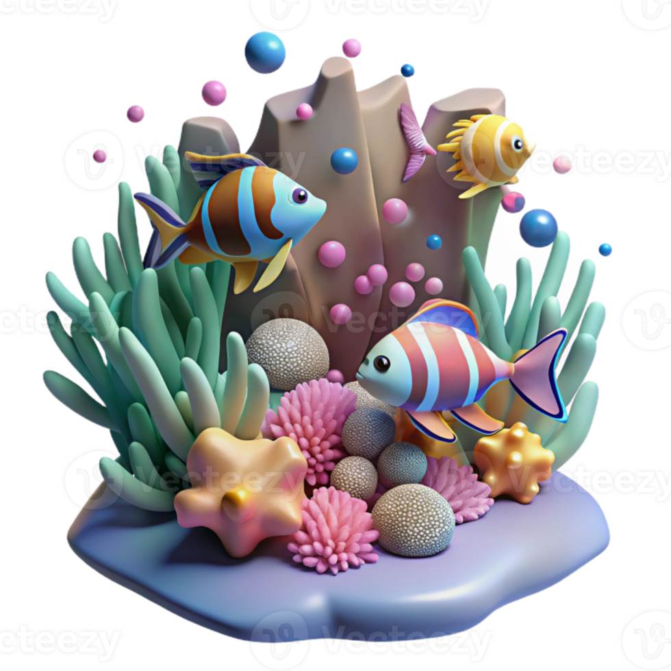 extraordinary vintage Group of Fish Swimming in Polluted Water Transparent Background genuine png
