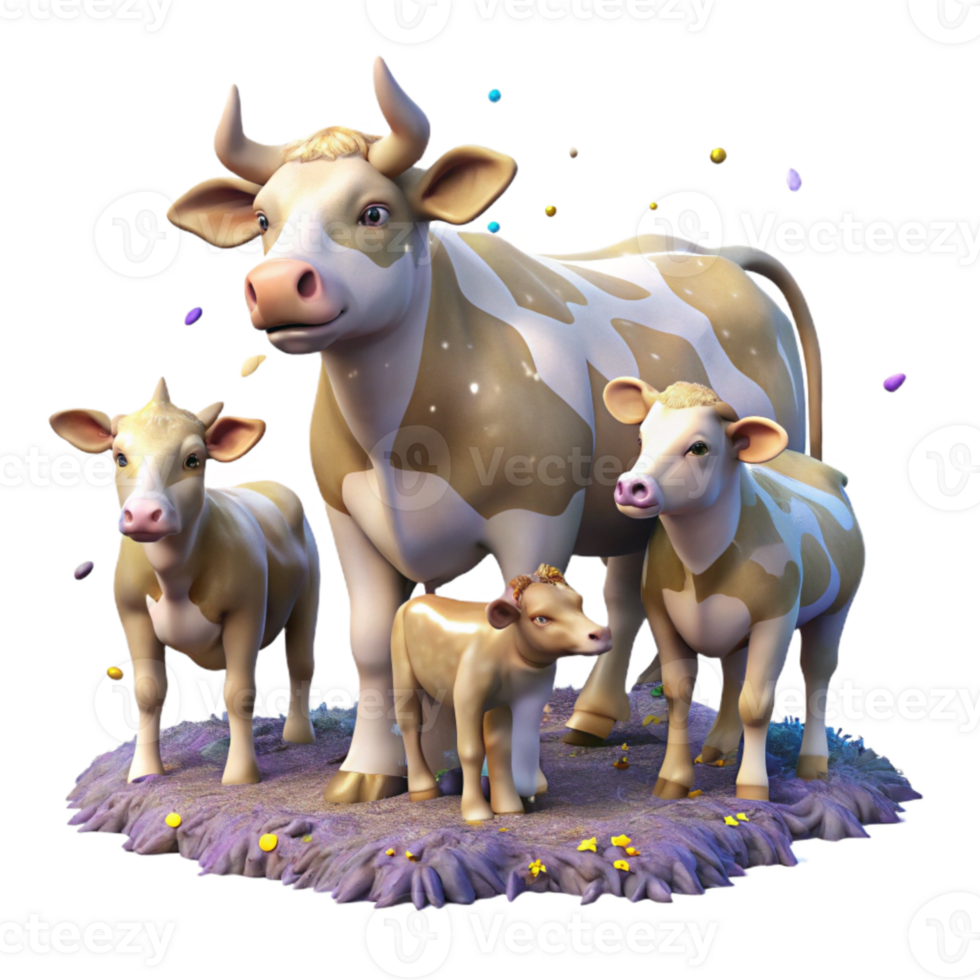 impressive modern Grazing Cattle Herd Isolated Transparent Background with Calves exclusive png