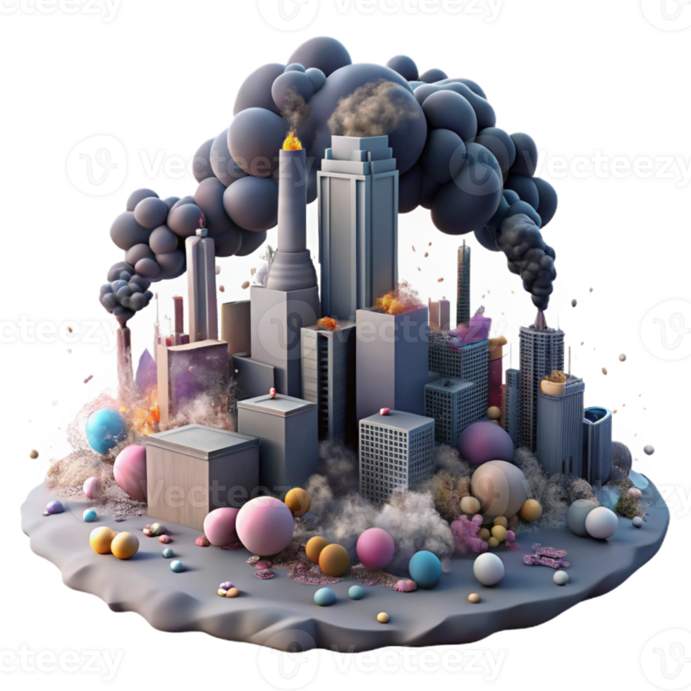 stunning minimalist Polluted Cityscape with Smog Dark Tones Cutout authentic png