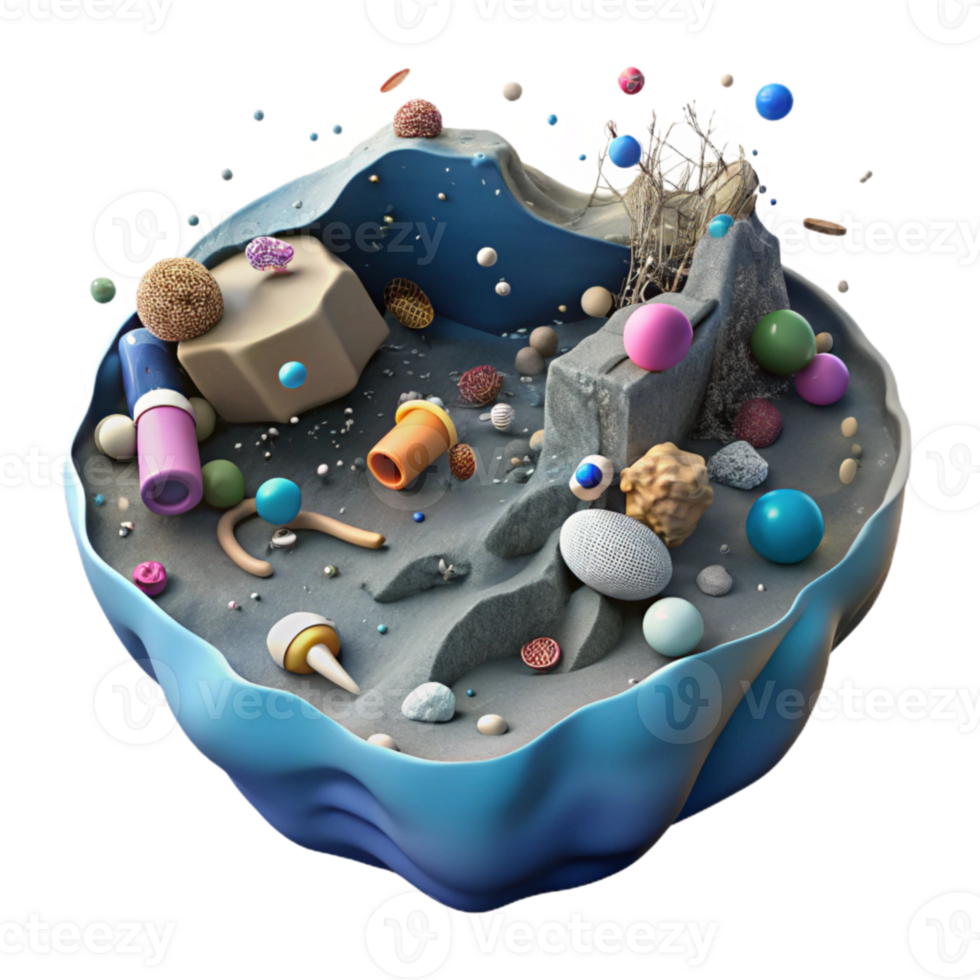 impressive minimalist Polluted Ocean with Floating Trash Top View Cutout exclusive png