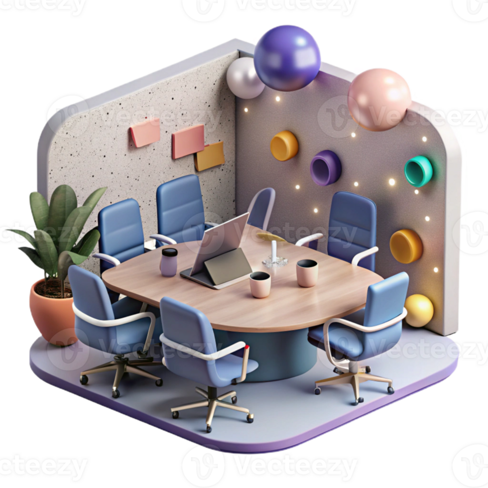elegant modern Modern Conference Room Teamwork Meeting Scene Transparent Background detailed png