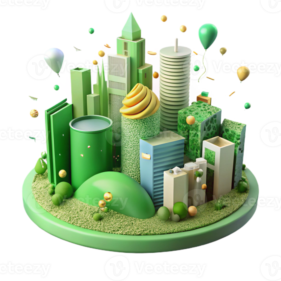 impressive classic Green Cityscape with Sustainable Buildings Transparent Cutout authentic png