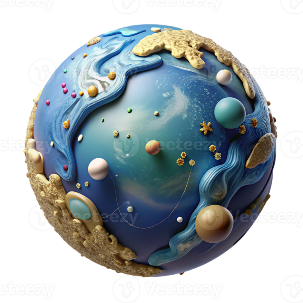 impressive abstract Globe with Ocean Depths Isolated high quality png