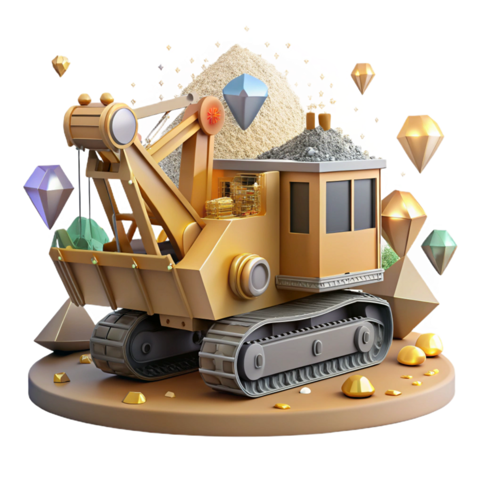 elegant classic Heavy Machinery Mining Habitat Destruction Isolated Element Front View detailed png
