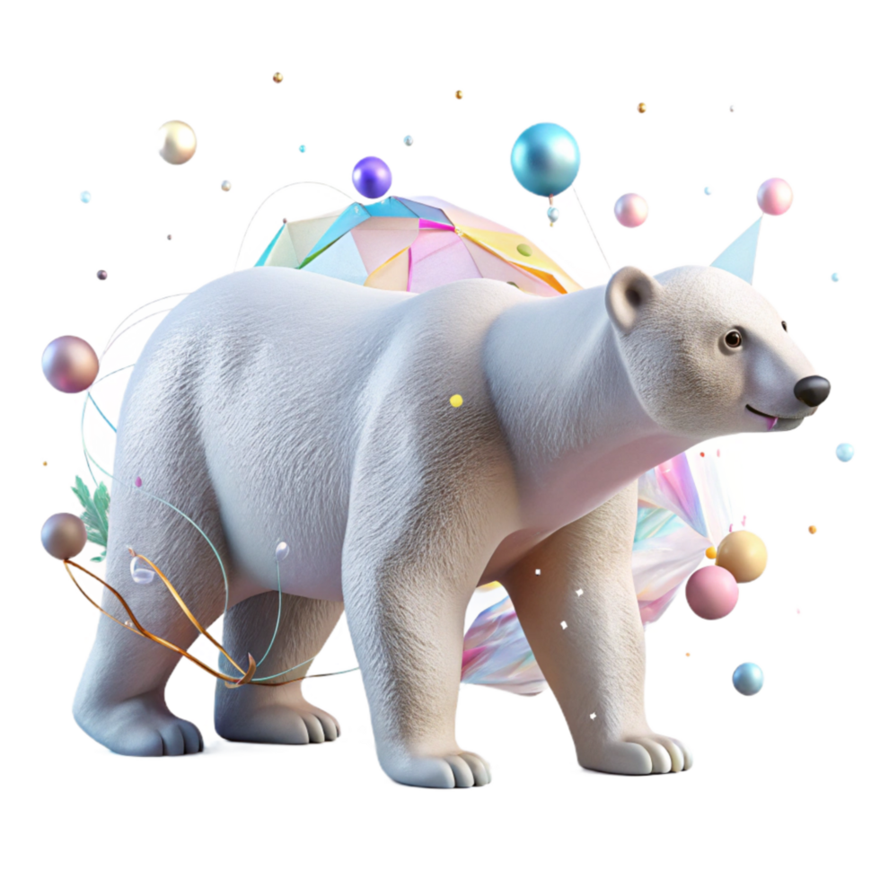 beautiful creative Polar Bear Walking Transparent Background Side Profile high quality png