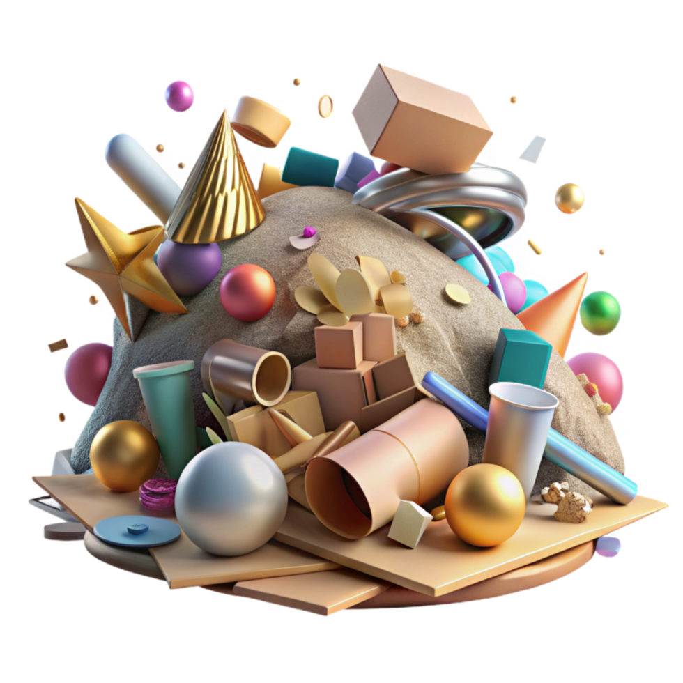 dramatic minimalist Recyclable Materials Pile Bright Lighting Cutout professional png