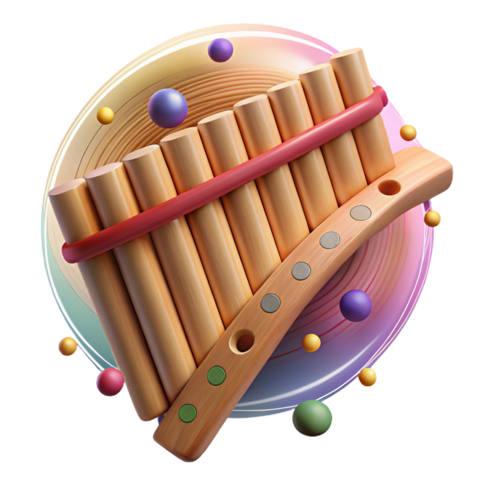 magnificent vintage Peruvian Pan Flute Wooden Instrument Isolated Transparent Background premium png