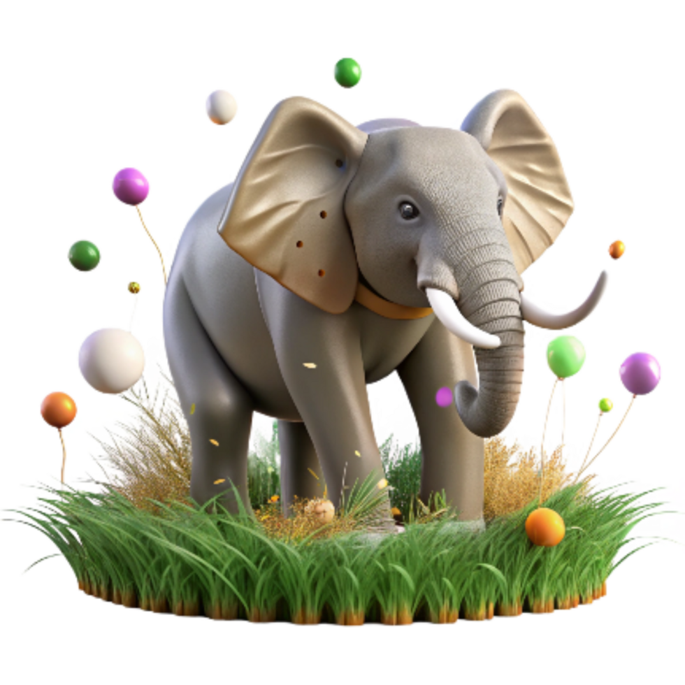 dramatic abstract Grassland Elephant Transparent Background detailed png
