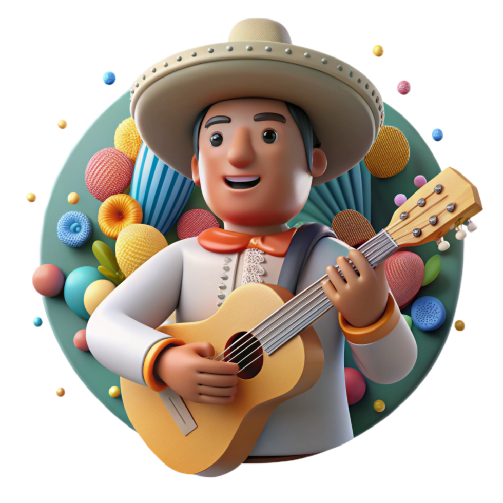 stunning classic Mexican Guitarron Player Close Up View Cutout genuine png