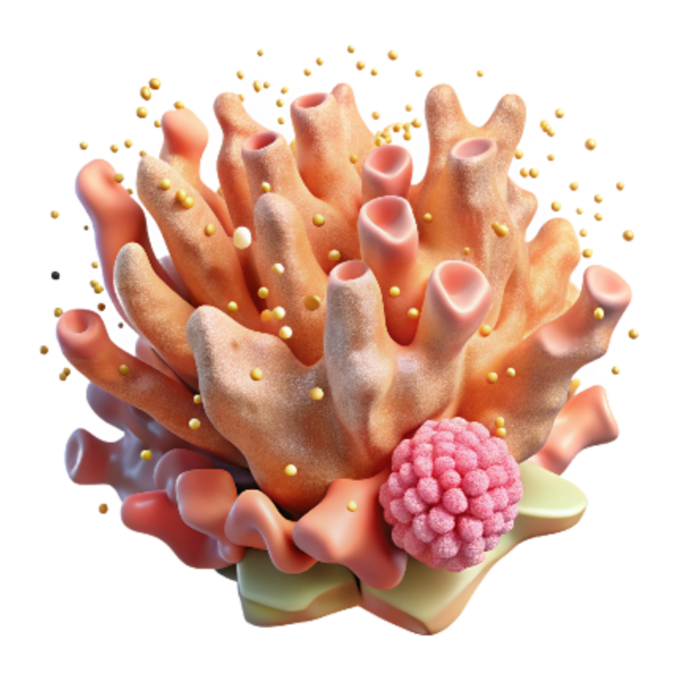 beautiful artistic Isolated Coral Fragment Transparent Background Detailed Texture exclusive png